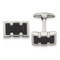 Stainless Steel Brushed and Polished Black IP-plated Cufflinks