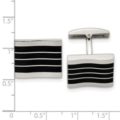 Chisel Stainless Steel Black Cat's Eye Cufflinks with Polished Finish Gift Ready