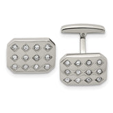 Chisel Stainless Steel Polished CZ Cufflinks
