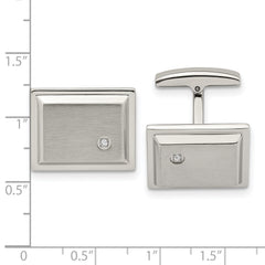 Stainless Steel CZ Cufflinks with Polished & Brushed Finish Engravable