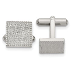 Stainless Steel Polished and Textured Square Cuff Links