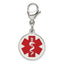 Medical ID Charm in Stainless Steel with Red Enamel, 35mm - Sophia Jewelers