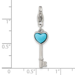 Stainless Steel Polished Imitation Turquoise Heart Key with Lobster Clasp C