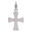 Stainless Steel Polished Pink CZ Cross with Lobster Clasp Charm