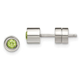 Chisel Stainless Steel Polished Green CZ May Birthstone Post Stud Earrings
