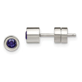 Chisel Stainless Steel Polished Blue CZ September Birthstone Post Stud Earrings