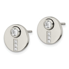 Sophia Jewelers Polished Stainless Steel CZ Button Earrings Gift Ready