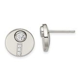 Chisel Stainless Steel Polished CZ Circle Post Earrings