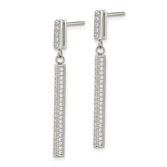 Sophia Jewelers Stainless Steel CZ Dangle Earrings Elegant Polished Finish