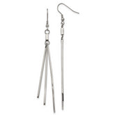 Stainless Steel Polished Graduated Three Bar Dangle Earrings