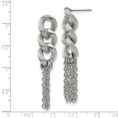 Stainless Steel Polished Dangle Earrings with Elegant Chain Design