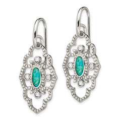 Sophia Jewelers Women's Polished Stainless Steel Drop Earrings with CZ & Turquoise
