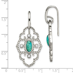 Sophia Jewelers Women's Polished Stainless Steel Drop Earrings with CZ & Turquoise