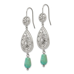 Sophia Jewelers Stainless Steel Turquoise Dangle Earrings Elegant Gift Ready