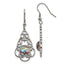 Chisel Stainless Steel Polished Filigree Imitation Abalone and Glass Dangle Shepherd Hook Earrings