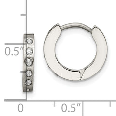 Sophia Jewelers Unisex Stainless Steel CZ Hoop Earrings Polished & Brushed Finish