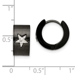 Chisel Stainless Steel Black Hoop Earrings with Grey Carbon Fiber Inlay