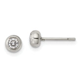 Chisel Stainless Steel Polished 3mm Bezel CZ Stud Post Earrings