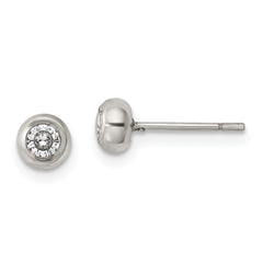 Chisel Stainless Steel Polished 3mm Bezel CZ Stud Post Earrings