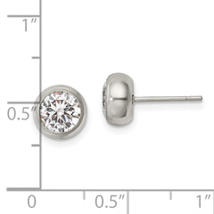 Chisel Stainless Steel Polished 6mm Bezel CZ Stud Post Earrings