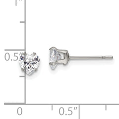 Chisel Stainless Steel Polished 5mm Heart CZ Stud Post Earrings