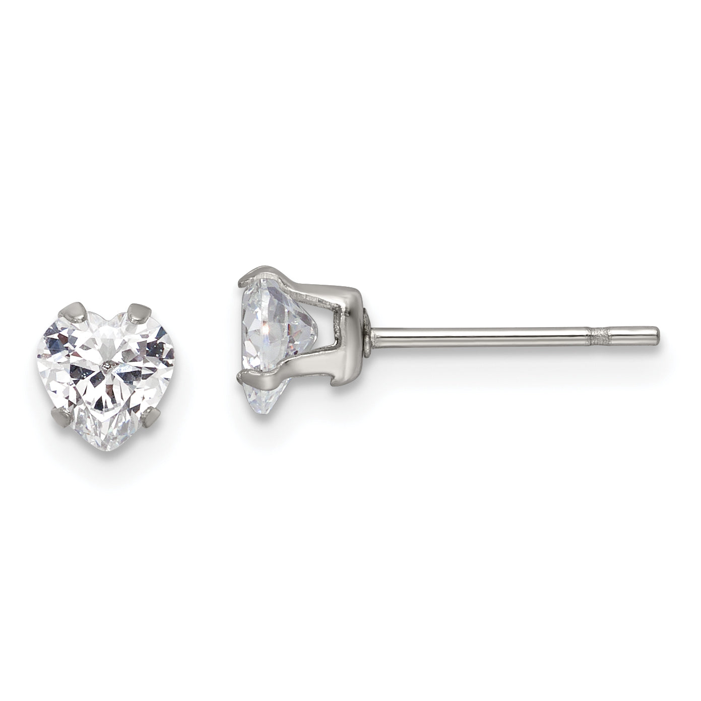Chisel Stainless Steel Polished 5mm Heart CZ Stud Post Earrings
