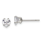 Chisel Stainless Steel Polished 5mm Heart CZ Stud Post Earrings