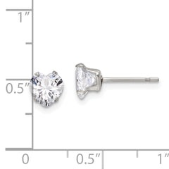 Chisel Stainless Steel Polished 6mm Heart CZ Stud Post Earrings