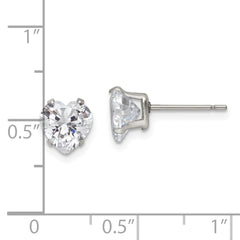 Chisel Stainless Steel Polished 7mm Heart CZ Stud Post Earrings