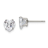 Chisel Stainless Steel Polished 7mm Heart CZ Stud Post Earrings