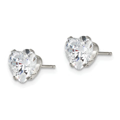 Chisel Stainless Steel Polished 8mm Heart CZ Stud Post Earrings