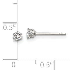 Chisel Stainless Steel Polished 3mm Round CZ Stud Post Earrings