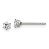 Chisel Stainless Steel Polished 3mm Round CZ Stud Post Earrings