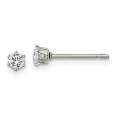Chisel Stainless Steel Polished 3mm Round CZ Stud Post Earrings