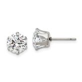Chisel Stainless Steel Polished 8mm Round CZ Stud Post Earrings