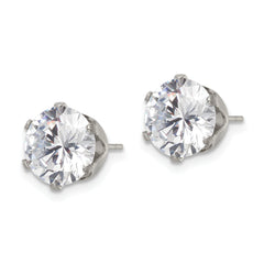 Chisel Stainless Steel Polished 9mm Round CZ Stud Post Earrings