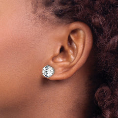 Chisel Stainless Steel Polished 10mm Round CZ Stud Post Earrings