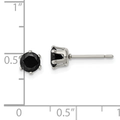 Chisel Stainless Steel Polished 5mm Black Round CZ Stud Post Earrings