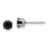 Chisel Stainless Steel Polished 5mm Black Round CZ Stud Post Earrings