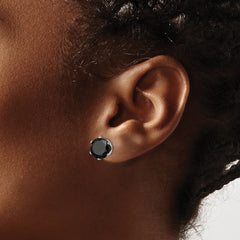 Chisel Stainless Steel Polished 9mm Black Round CZ Stud Post Earrings