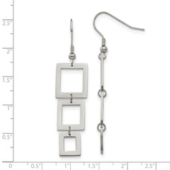 Sophia Jewelers Polished Stainless Steel Drop Earrings with Gift Pouch