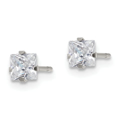 Chisel Stainless Steel Polished 4mm Square CZ Stud Post Earrings