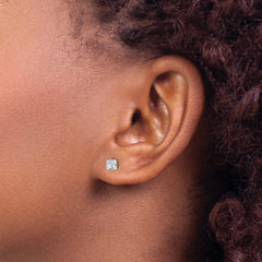 Chisel Stainless Steel Polished 4mm Square CZ Stud Post Earrings