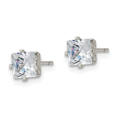 Chisel Stainless Steel Polished 5mm Square CZ Stud Post Earrings