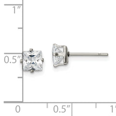 Chisel Stainless Steel Polished 5mm Square CZ Stud Post Earrings
