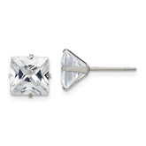 Chisel Stainless Steel Polished 8mm Square CZ Stud Post Earrings