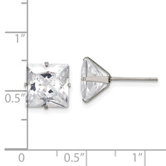 Chisel Stainless Steel Polished 9mm Square CZ Stud Post Earrings