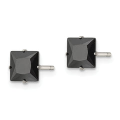 Chisel Stainless Steel Polished 6mm Black Square CZ Stud Post Earrings