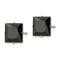 Chisel Stainless Steel Polished 9mm Black Square CZ Stud Post Earrings