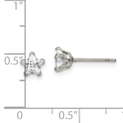 Chisel Stainless Steel Polished 5mm Star CZ Stud Post Earrings